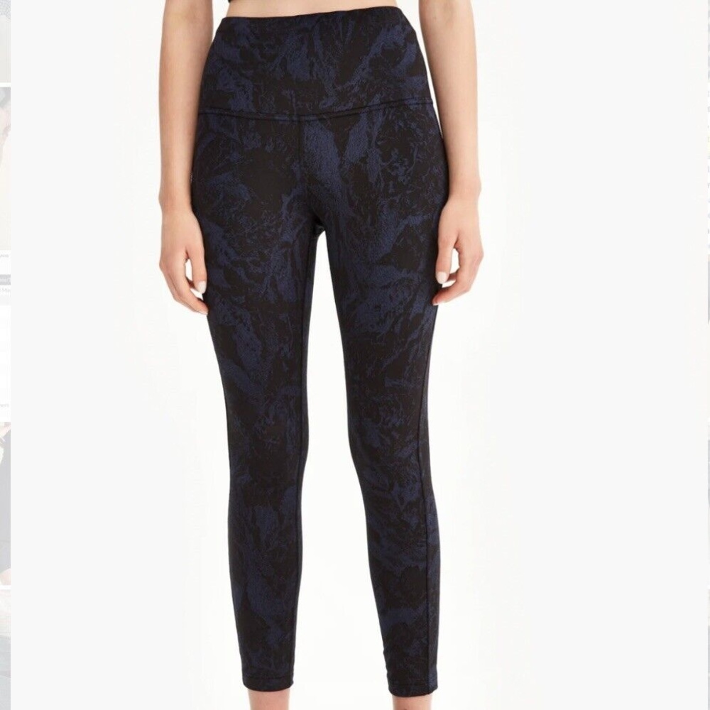 Lole Womens M Coalision Int Mile End Ankle High waist Leggings Black & Blue